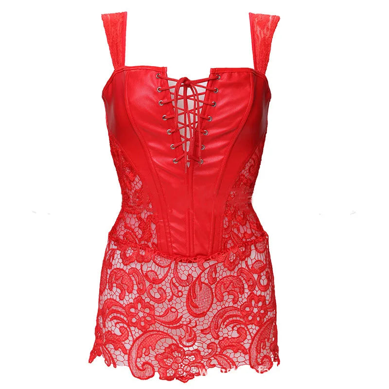 Women's Sexy Front Lace Up Floral Lace Decor Body Shaper Corset