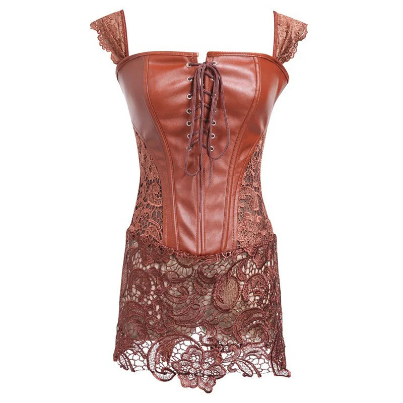 Women's Sexy Front Lace Up Floral Lace Decor Body Shaper Corset