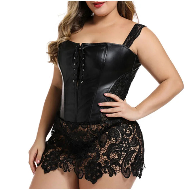 Women's Sexy Front Lace Up Floral Lace Decor Body Shaper Corset