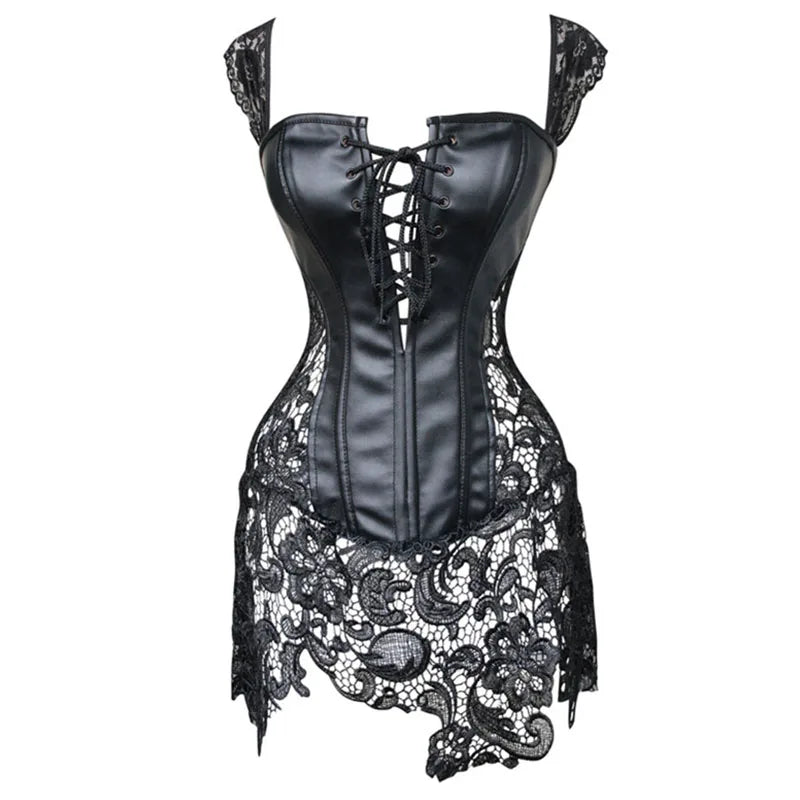 Women's Sexy Front Lace Up Floral Lace Decor Body Shaper Corset