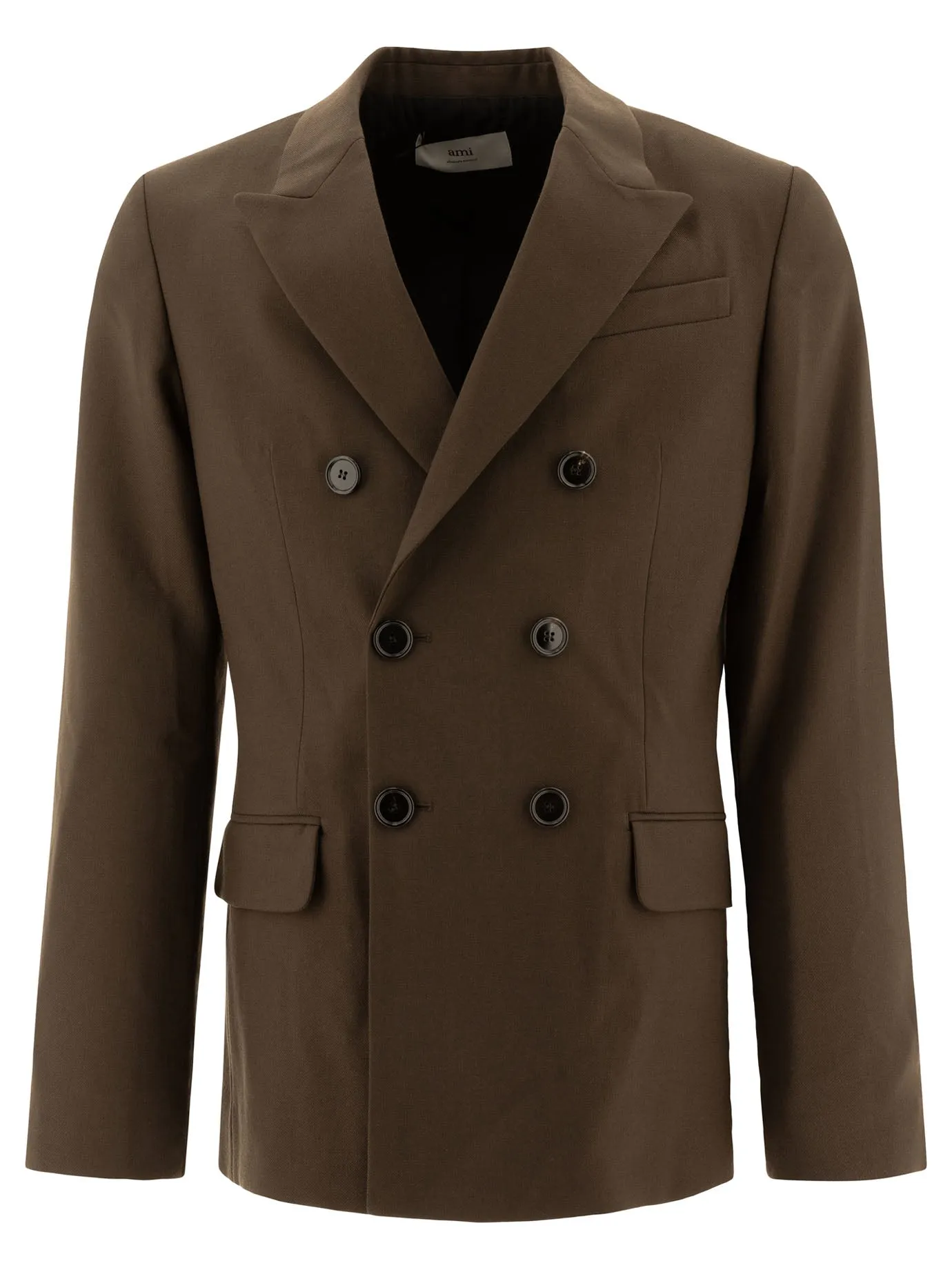 Wool Double-Breasted Blazer Jackets Brown