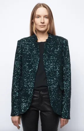 Zadig & Voltaire Very Sequin Blazer in Peacock