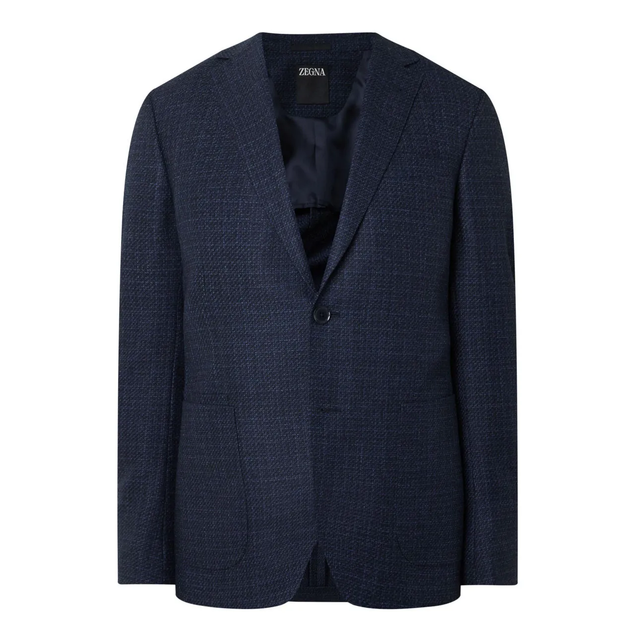 ZEGNA Micro-Check Single-Breasted Blazer - Navy