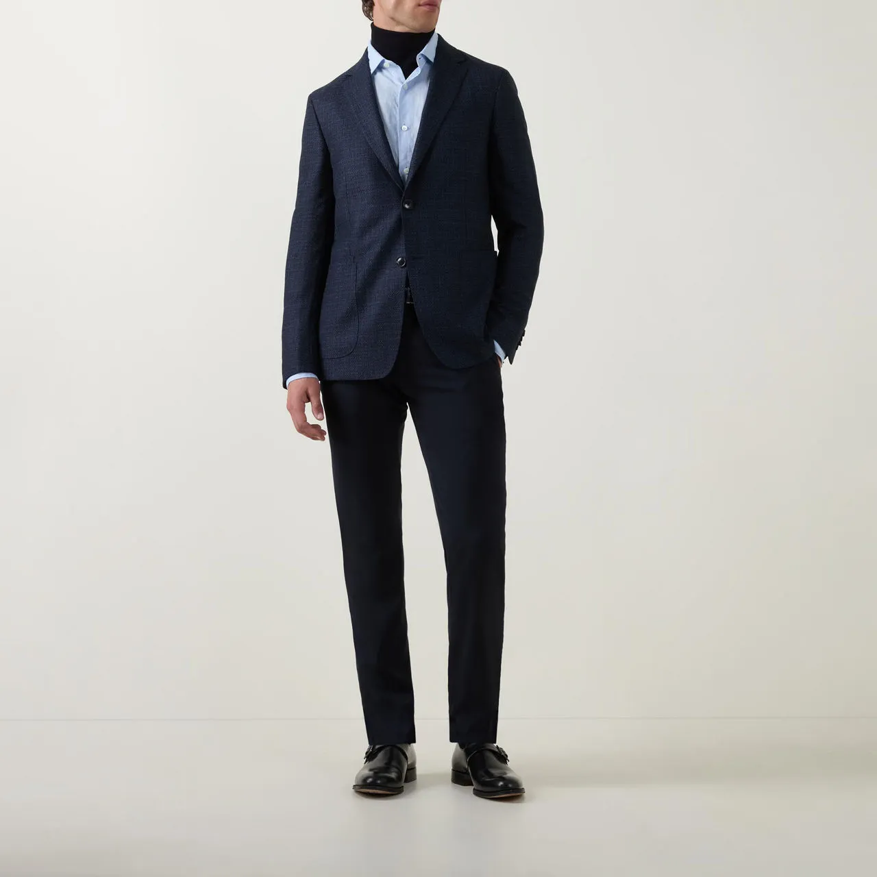 ZEGNA Micro-Check Single-Breasted Blazer - Navy