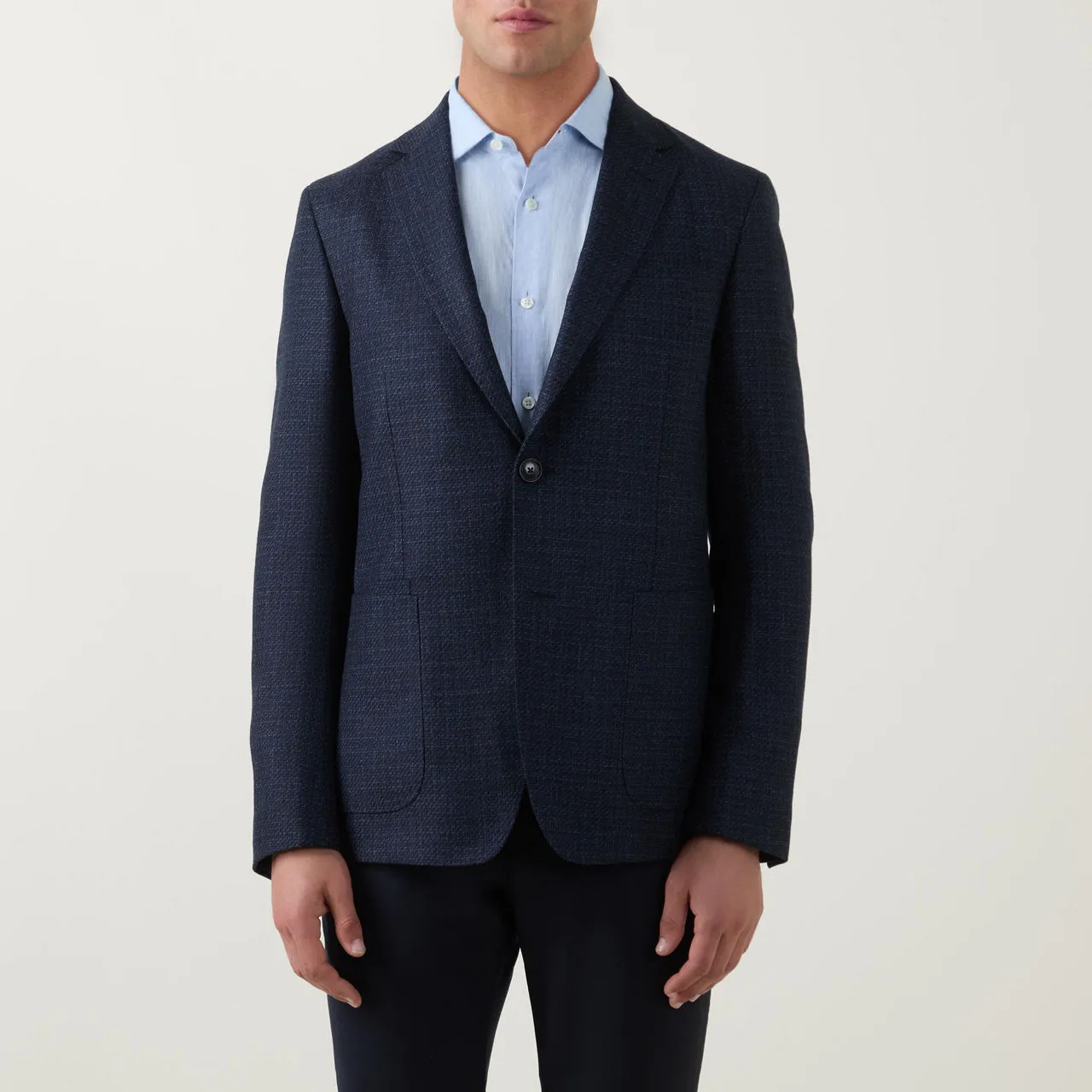 ZEGNA Micro-Check Single-Breasted Blazer - Navy