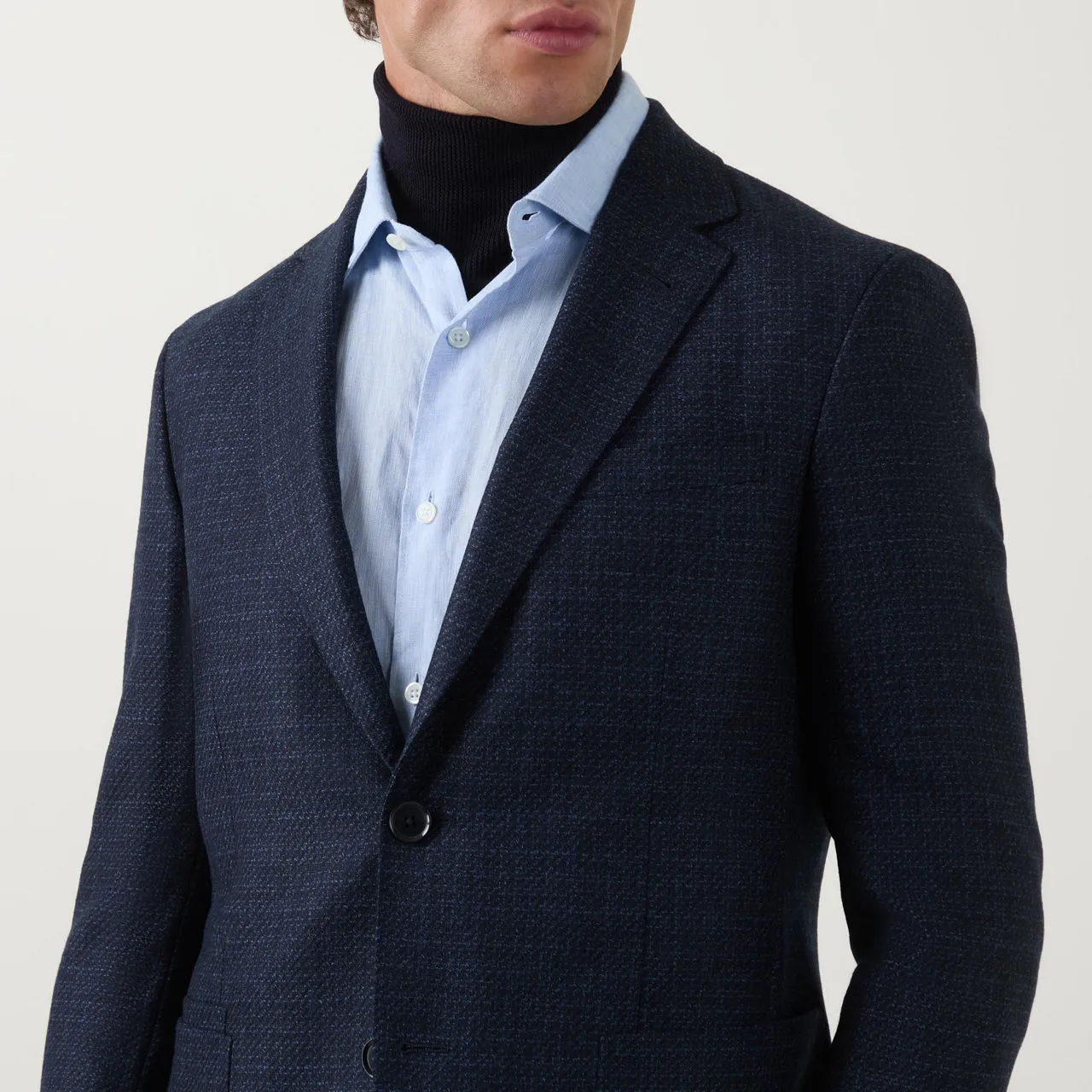 ZEGNA Micro-Check Single-Breasted Blazer - Navy