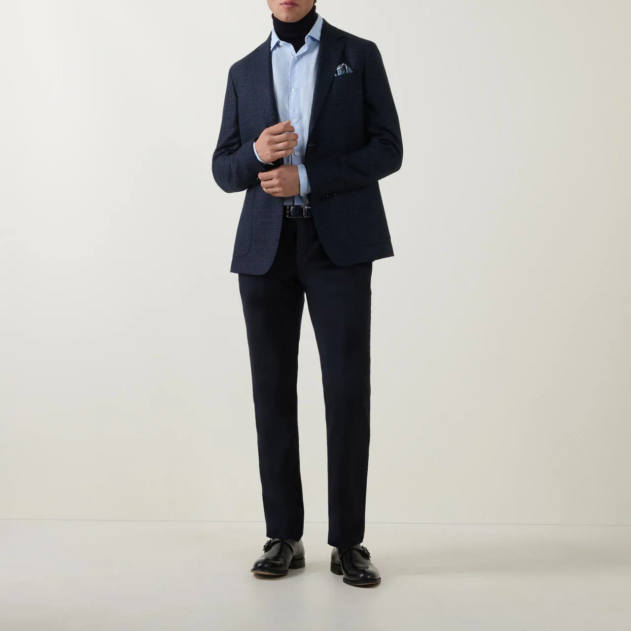 ZEGNA Micro-Check Single-Breasted Blazer - Navy