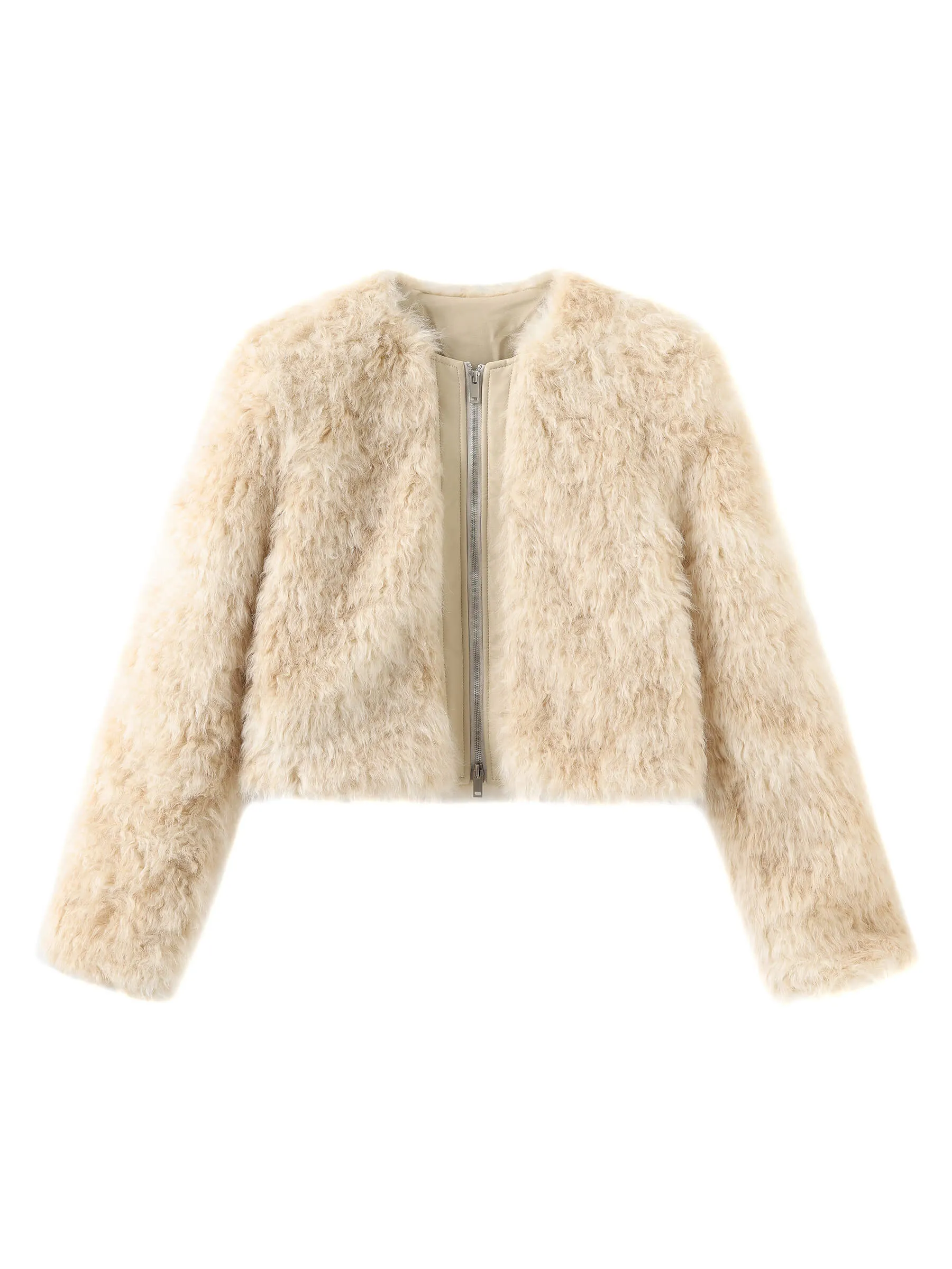 Zip Up Cropped Teddy Coat